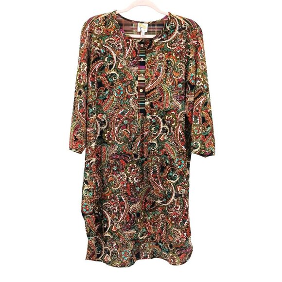 Fig and Flower Paisley Plaid Tunic Size Large Bohemian Boho - Picture 2 of 15